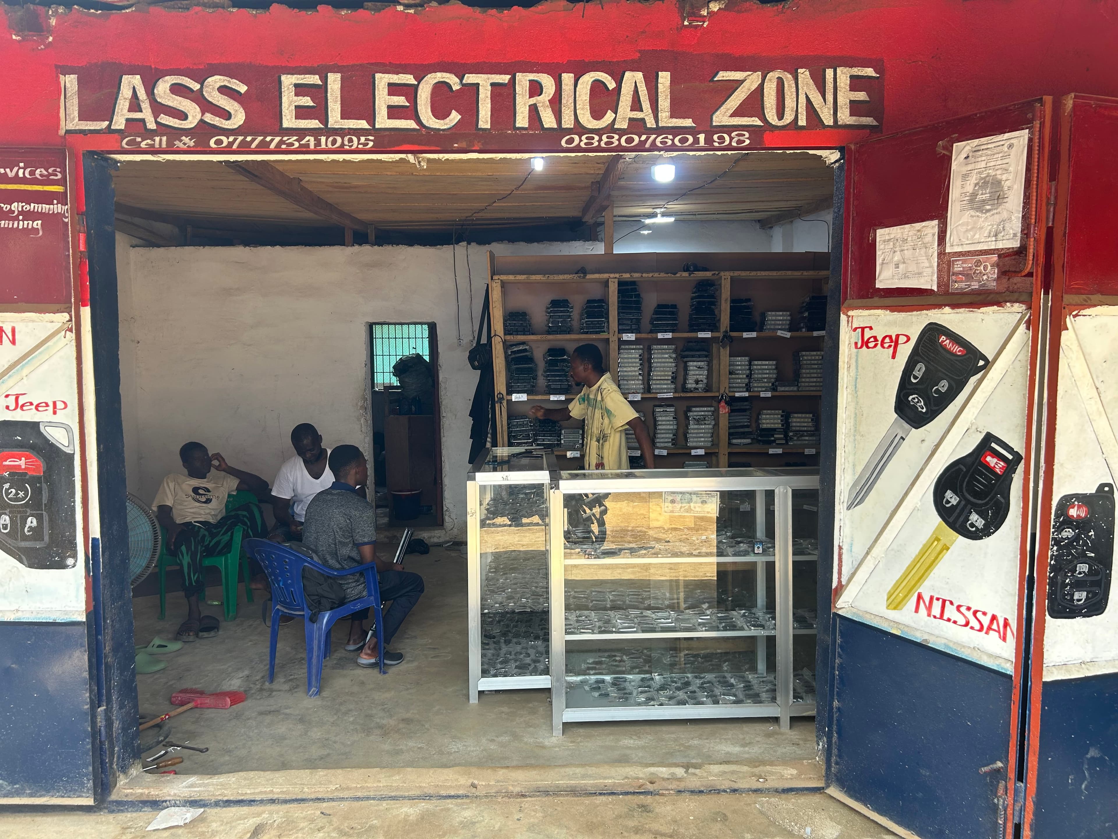 Auto electrical workshop at Lass Electrical Zone in Monrovia